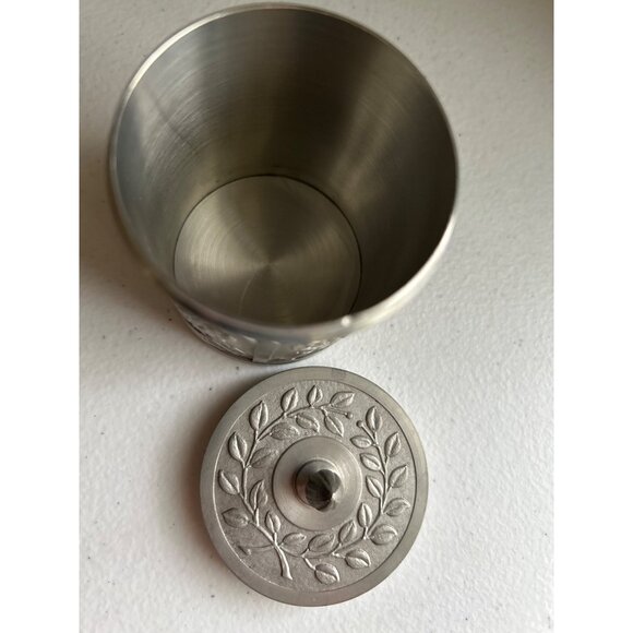 Handcrafted German Bird Embossed Pewter Decorative Trinket Jar With Lid - Picture 2 of 5